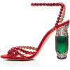 imageFSJ Women Fashion Open Almond Toe Ankle Strap Sandals Chunky High Heel Crystal Rhinestone Pumps Wedding Party Evening ShoesRed