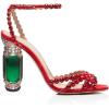 imageFSJ Women Fashion Open Almond Toe Ankle Strap Sandals Chunky High Heel Crystal Rhinestone Pumps Wedding Party Evening ShoesRed