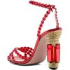 imageFSJ Women Fashion Open Almond Toe Ankle Strap Sandals Chunky High Heel Crystal Rhinestone Pumps Wedding Party Evening ShoesRed Clear