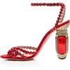 imageFSJ Women Fashion Open Almond Toe Ankle Strap Sandals Chunky High Heel Crystal Rhinestone Pumps Wedding Party Evening ShoesRed Heeled
