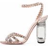 imageFSJ Women Fashion Open Almond Toe Ankle Strap Sandals Chunky High Heel Crystal Rhinestone Pumps Wedding Party Evening ShoesRose Gold