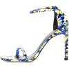 imageWomen Classic Open Toe Sandals Ankle Strap High Heels Two Piece Buckled Prom Shoes Size 415 USBlue Flower