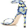 imageWomen Classic Open Toe Sandals Ankle Strap High Heels Two Piece Buckled Prom Shoes Size 415 USBlue Flower