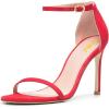 imageWomen Classic Open Toe Sandals Ankle Strap High Heels Two Piece Buckled Prom Shoes Size 415 USOrange Red