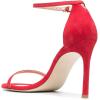 imageWomen Classic Open Toe Sandals Ankle Strap High Heels Two Piece Buckled Prom Shoes Size 415 USOrange Red