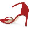 imageWomen Classic Open Toe Sandals Ankle Strap High Heels Two Piece Buckled Prom Shoes Size 415 USRed