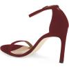 imageWomen Classic Open Toe Sandals Ankle Strap High Heels Two Piece Buckled Prom Shoes Size 415 USWine