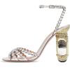 imageFSJ Women Fashion Open Almond Toe Ankle Strap Sandals Chunky High Heel Crystal Rhinestone Pumps Wedding Party Evening ShoesTransparent Heeled