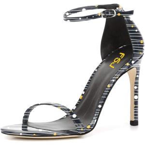 imageWomen Classic Open Toe Sandals Ankle Strap High Heels Two Piece Buckled Prom Shoes Size 415 USBlack Stripe