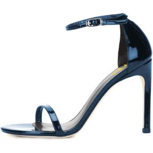 imageWomen Classic Open Toe Sandals Ankle Strap High Heels Two Piece Buckled Prom Shoes Size 415 USDark Blue