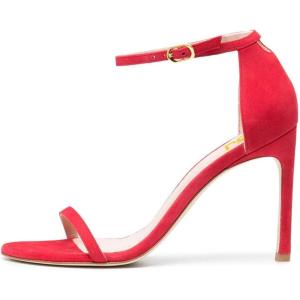 imageWomen Classic Open Toe Sandals Ankle Strap High Heels Two Piece Buckled Prom Shoes Size 415 USOrange Red