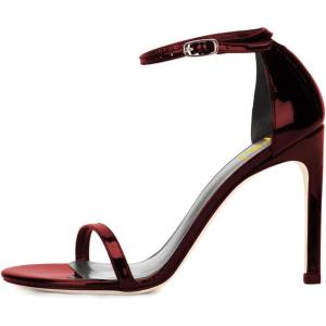 imageWomen Classic Open Toe Sandals Ankle Strap High Heels Two Piece Buckled Prom Shoes Size 415 USRed Wine