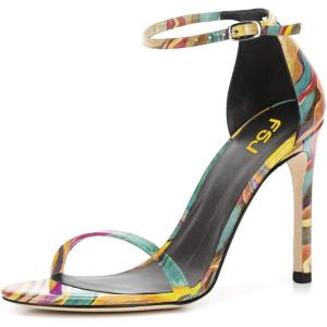 imageWomen Classic Open Toe Sandals Ankle Strap High Heels Two Piece Buckled Prom Shoes Size 415 USWatercolor