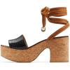 imageFSJ Women Comfortable High Platform Open Almond Toe Sandals Ankle Wrap Self Tie Chunky Mid Heel Pumps Date Travel ShoesBlack