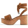 imageFSJ Women Comfortable High Platform Open Almond Toe Sandals Ankle Wrap Self Tie Chunky Mid Heel Pumps Date Travel ShoesBrown