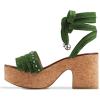 imageFSJ Women Comfortable High Platform Open Almond Toe Sandals Ankle Wrap Self Tie Chunky Mid Heel Pumps Date Travel ShoesGreen