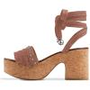 imageFSJ Women Comfortable High Platform Open Almond Toe Sandals Ankle Wrap Self Tie Chunky Mid Heel Pumps Date Travel ShoesPale Redbrown
