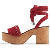imageFSJ Women Comfortable High Platform Open Almond Toe Sandals Ankle Wrap Self Tie Chunky Mid Heel Pumps Date Travel ShoesRed