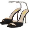 imageFSJ Women Crystal Chain Ankle Straps Heeled Sandals Square Open Toe Rhinestones Buckle Sexy Strappy Stiletto Evening Party Dress Shoes Size 415 USBlack Suede