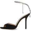 imageFSJ Women Crystal Chain Ankle Straps Heeled Sandals Square Open Toe Rhinestones Buckle Sexy Strappy Stiletto Evening Party Dress Shoes Size 415 USBlack Suede