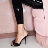 imageFSJ Women Crystal Chain Ankle Straps Heeled Sandals Square Open Toe Rhinestones Buckle Sexy Strappy Stiletto Evening Party Dress Shoes Size 415 USBlack Suede