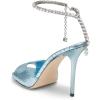 imageFSJ Women Crystal Chain Ankle Straps Heeled Sandals Square Open Toe Rhinestones Buckle Sexy Strappy Stiletto Evening Party Dress Shoes Size 415 USBlue