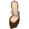 imageFSJ Women Crystal Chain Ankle Straps Heeled Sandals Square Open Toe Rhinestones Buckle Sexy Strappy Stiletto Evening Party Dress Shoes Size 415 USBrown