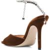 imageFSJ Women Crystal Chain Ankle Straps Heeled Sandals Square Open Toe Rhinestones Buckle Sexy Strappy Stiletto Evening Party Dress Shoes Size 415 USBrown