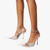 imageFSJ Women Crystal Chain Ankle Straps Heeled Sandals Square Open Toe Rhinestones Buckle Sexy Strappy Stiletto Evening Party Dress Shoes Size 415 USChampagne