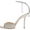 imageFSJ Women Crystal Chain Ankle Straps Heeled Sandals Square Open Toe Rhinestones Buckle Sexy Strappy Stiletto Evening Party Dress Shoes Size 415 USChampagne