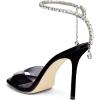 imageFSJ Women Crystal Chain Ankle Straps Heeled Sandals Square Open Toe Rhinestones Buckle Sexy Strappy Stiletto Evening Party Dress Shoes Size 415 USDark Violet Satin Clear