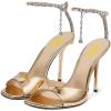 imageFSJ Women Crystal Chain Ankle Straps Heeled Sandals Square Open Toe Rhinestones Buckle Sexy Strappy Stiletto Evening Party Dress Shoes Size 415 USGold