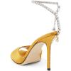 imageFSJ Women Crystal Chain Ankle Straps Heeled Sandals Square Open Toe Rhinestones Buckle Sexy Strappy Stiletto Evening Party Dress Shoes Size 415 USGold Satin