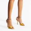 imageFSJ Women Crystal Chain Ankle Straps Heeled Sandals Square Open Toe Rhinestones Buckle Sexy Strappy Stiletto Evening Party Dress Shoes Size 415 USGold Satin