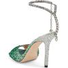 imageFSJ Women Crystal Chain Ankle Straps Heeled Sandals Square Open Toe Rhinestones Buckle Sexy Strappy Stiletto Evening Party Dress Shoes Size 415 USGreen Rhinestones