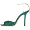 imageFSJ Women Crystal Chain Ankle Straps Heeled Sandals Square Open Toe Rhinestones Buckle Sexy Strappy Stiletto Evening Party Dress Shoes Size 415 USGreen