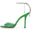imageFSJ Women Crystal Chain Ankle Straps Heeled Sandals Square Open Toe Rhinestones Buckle Sexy Strappy Stiletto Evening Party Dress Shoes Size 415 USGreen Satin Clear