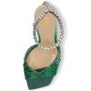 imageFSJ Women Crystal Chain Ankle Straps Heeled Sandals Square Open Toe Rhinestones Buckle Sexy Strappy Stiletto Evening Party Dress Shoes Size 415 USGreen Rhinestones