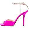imageFSJ Women Crystal Chain Ankle Straps Heeled Sandals Square Open Toe Rhinestones Buckle Sexy Strappy Stiletto Evening Party Dress Shoes Size 415 USHot Pink