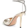 imageFSJ Women Crystal Chain Ankle Straps Heeled Sandals Square Open Toe Rhinestones Buckle Sexy Strappy Stiletto Evening Party Dress Shoes Size 415 USLight Gold