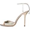 imageFSJ Women Crystal Chain Ankle Straps Heeled Sandals Square Open Toe Rhinestones Buckle Sexy Strappy Stiletto Evening Party Dress Shoes Size 415 USLight Gold