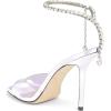 imageFSJ Women Crystal Chain Ankle Straps Heeled Sandals Square Open Toe Rhinestones Buckle Sexy Strappy Stiletto Evening Party Dress Shoes Size 415 USLilac Satin Clear
