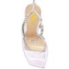 imageFSJ Women Crystal Chain Ankle Straps Heeled Sandals Square Open Toe Rhinestones Buckle Sexy Strappy Stiletto Evening Party Dress Shoes Size 415 USLilac Satin Clear
