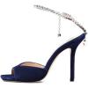 imageFSJ Women Crystal Chain Ankle Straps Heeled Sandals Square Open Toe Rhinestones Buckle Sexy Strappy Stiletto Evening Party Dress Shoes Size 415 USNavy