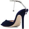 imageFSJ Women Crystal Chain Ankle Straps Heeled Sandals Square Open Toe Rhinestones Buckle Sexy Strappy Stiletto Evening Party Dress Shoes Size 415 USNavy
