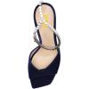 imageFSJ Women Crystal Chain Ankle Straps Heeled Sandals Square Open Toe Rhinestones Buckle Sexy Strappy Stiletto Evening Party Dress Shoes Size 415 USNavy