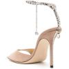 imageFSJ Women Crystal Chain Ankle Straps Heeled Sandals Square Open Toe Rhinestones Buckle Sexy Strappy Stiletto Evening Party Dress Shoes Size 415 USNude Suede