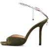 imageFSJ Women Crystal Chain Ankle Straps Heeled Sandals Square Open Toe Rhinestones Buckle Sexy Strappy Stiletto Evening Party Dress Shoes Size 415 USOlive Drab