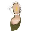 imageFSJ Women Crystal Chain Ankle Straps Heeled Sandals Square Open Toe Rhinestones Buckle Sexy Strappy Stiletto Evening Party Dress Shoes Size 415 USOlive Green