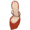 imageFSJ Women Crystal Chain Ankle Straps Heeled Sandals Square Open Toe Rhinestones Buckle Sexy Strappy Stiletto Evening Party Dress Shoes Size 415 USOrange